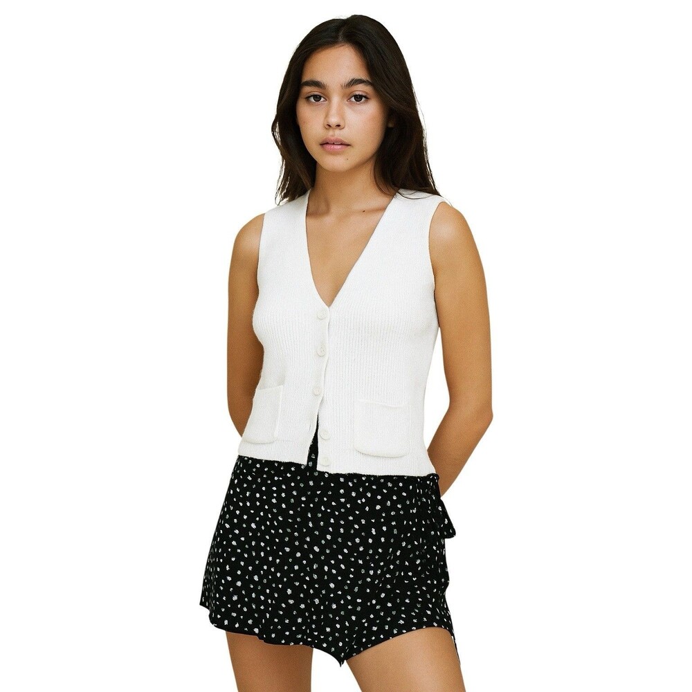 Brandy Melville Genevieve Wrap Skirt Navy Floral Made In Italy One Size